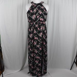 Trixxi Clothing Company Black Floral Sleeveless Maxi Dress Size XL